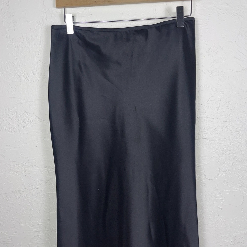 Black Satin Maxi Skirt Cinched Back Sexy Dark Romance WhimsiGoth Y2K Classic - Picture 6 of 11